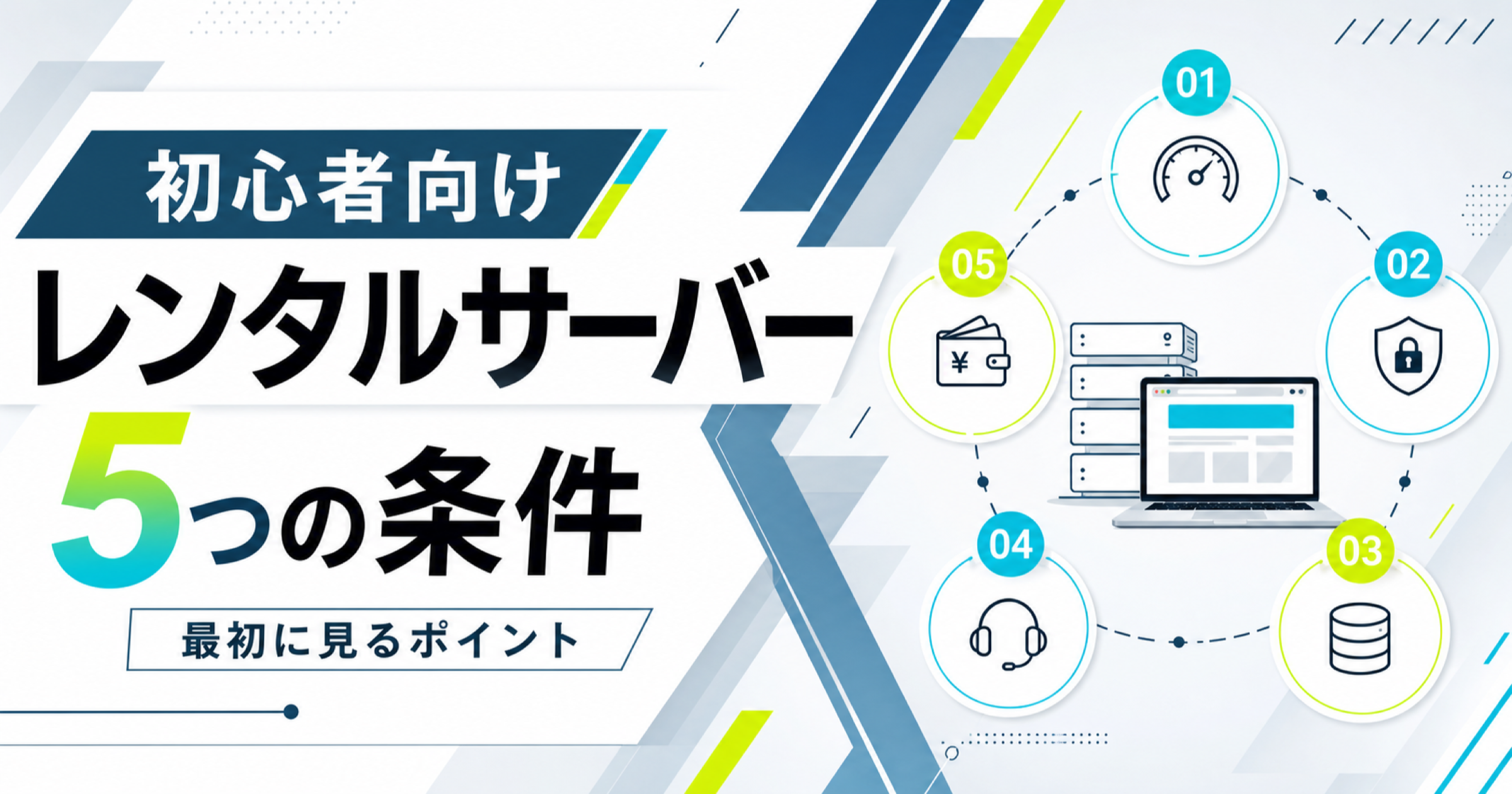 初心者向けレンタルサーバー選びの5条件を解説する記事サムネイル