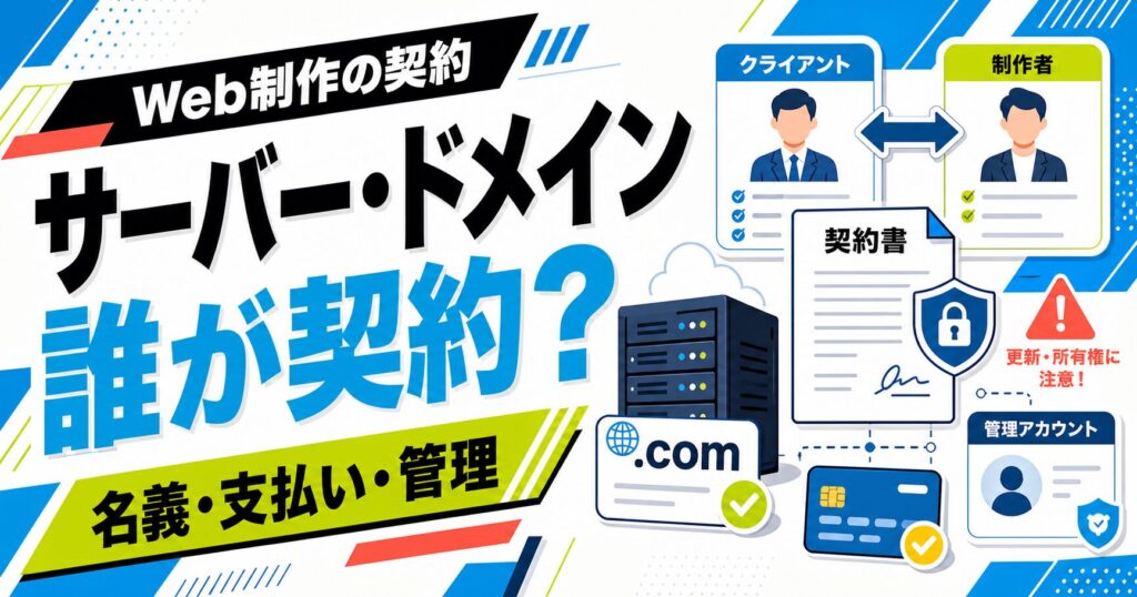 ホームページ制作でサーバーとドメインを誰が契約するかを示す記事サムネイル