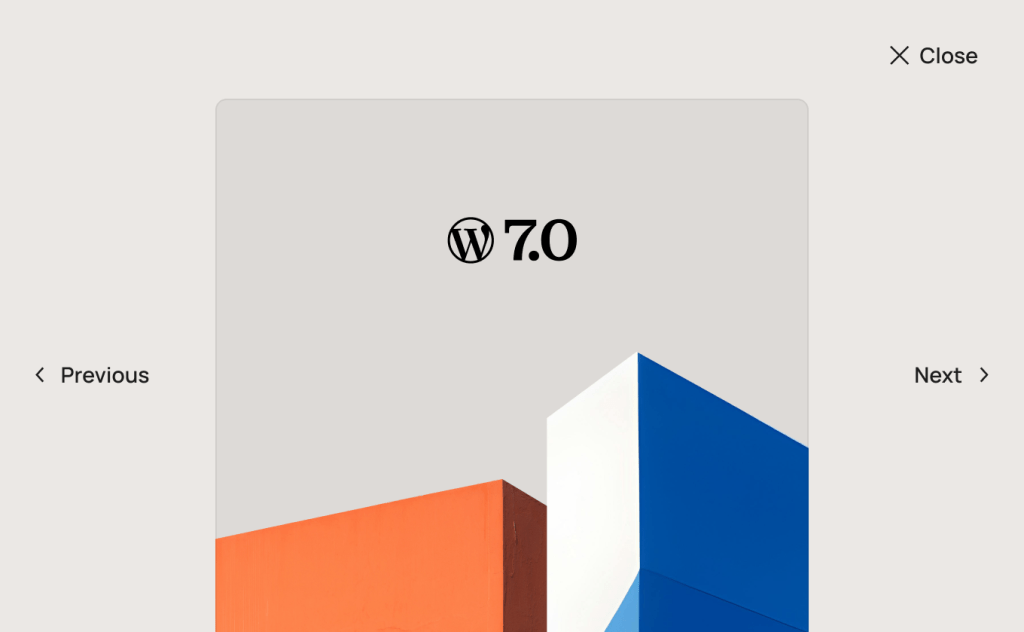 WordPress 7.0のGallery lightbox slideshow