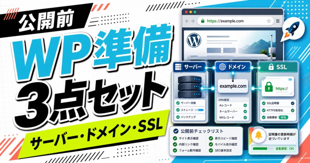WordPressサイト公開前にサーバー・ドメイン・SSLを確認するサムネイル
