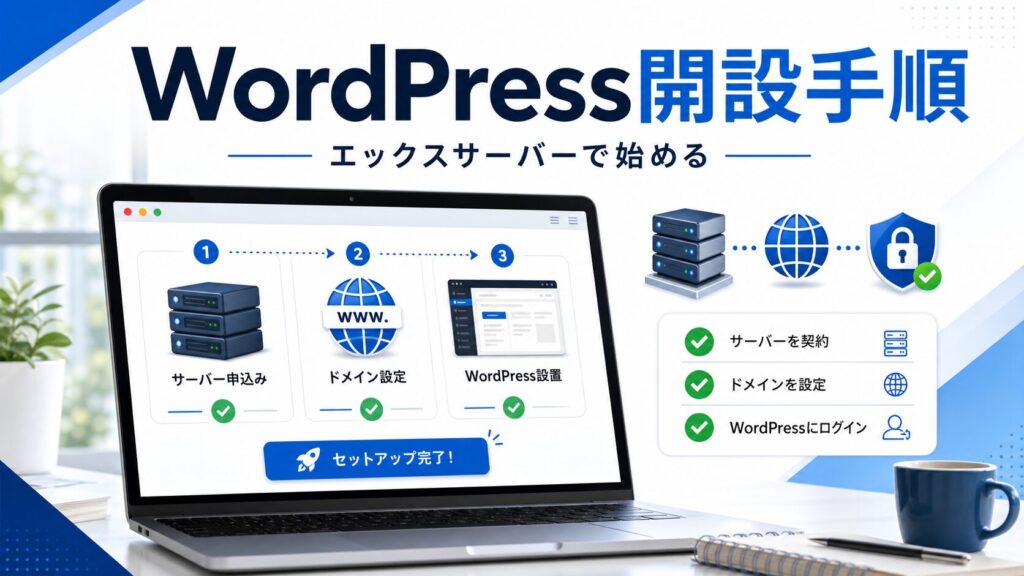 エックスサーバーでWordPressを開設する手順を示したサムネイル